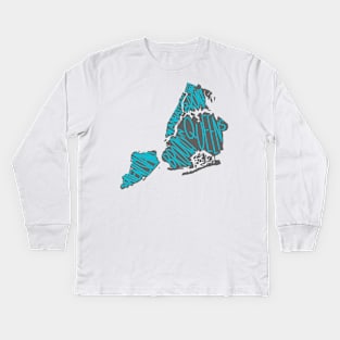 New York City Borough Map Kids Long Sleeve T-Shirt